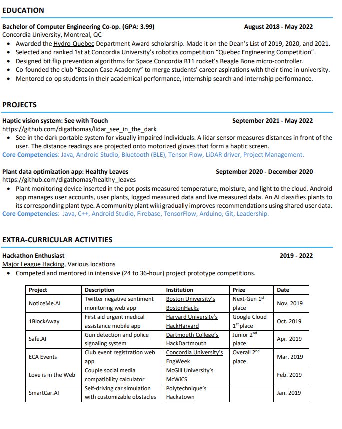 Thomas Tran's resume, page 2